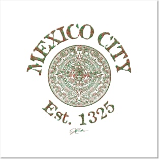 Mexico City, Est. 1325, with Aztec Calendar Posters and Art